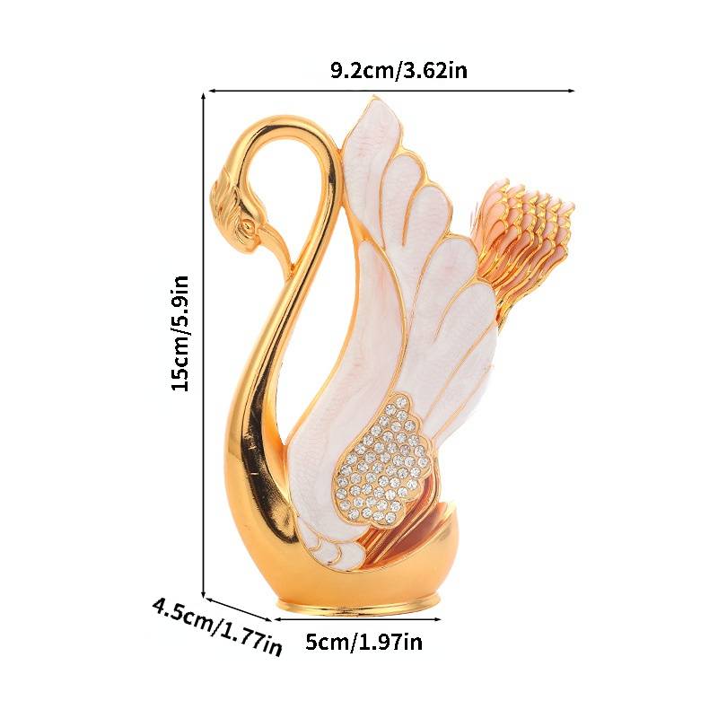 Swan Spoon Holder, Golden And Silver Swan Frame, Swan Decoration, Alloy Handicraft - kitchenly.pk