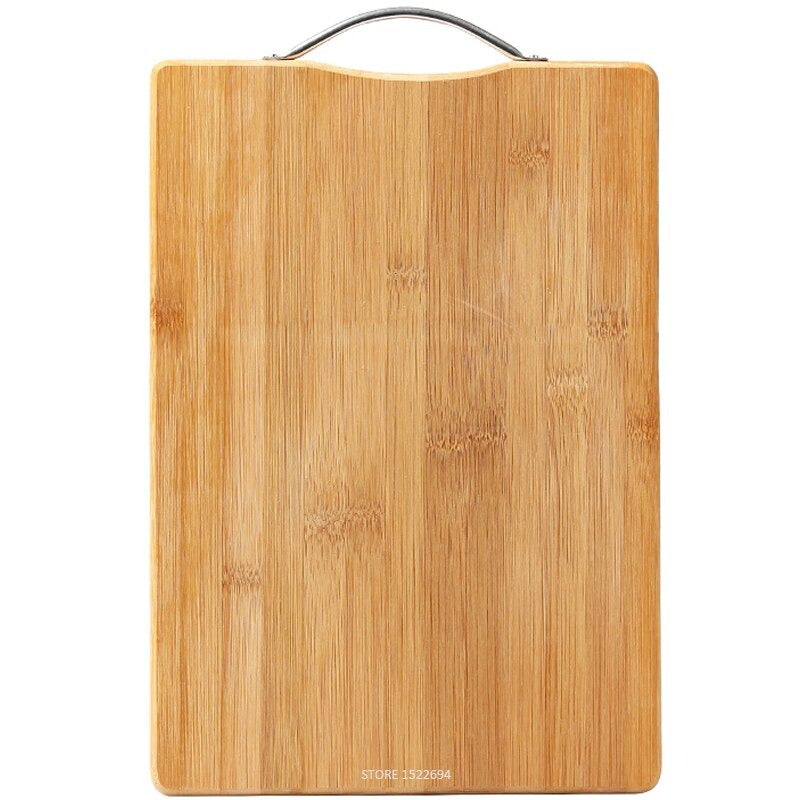 Bamboo Wood Thick Cutting Board for Kitchen with a Stainless Steel Handle - kitchenly.pk