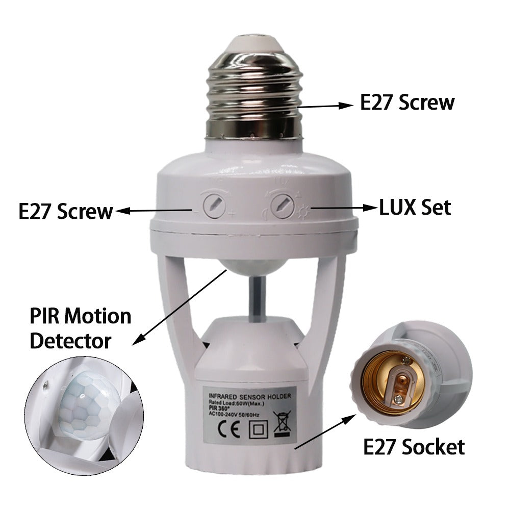 Motion Sensor LED Bulb Holder , Auto On/Off Light Control Sensor