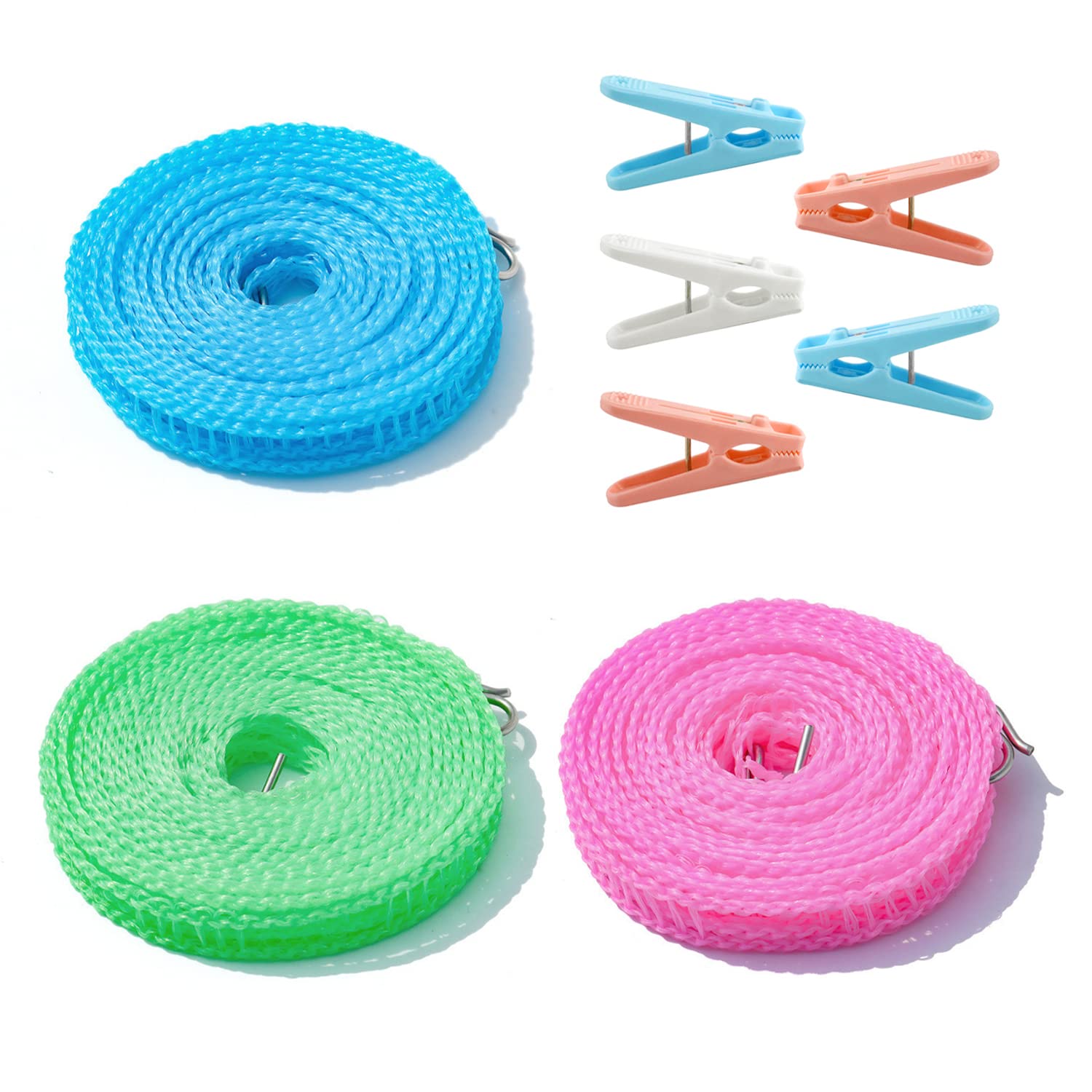 Laundry Rope, Portable Multifunctional Drying with Clips 5 Meter
