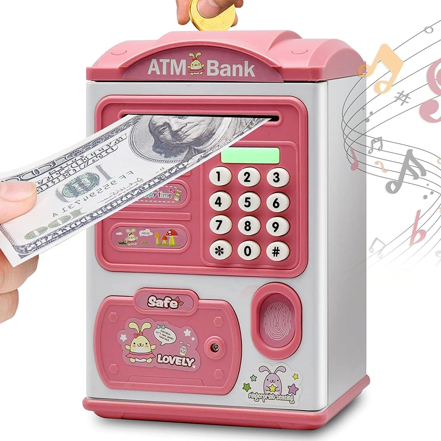 kids atm fingerprint password money box