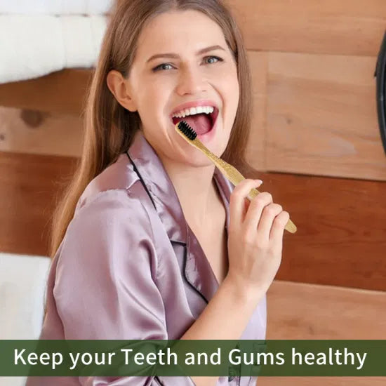 Bamboo Charcoal Toothbrush, Wooden Toothbrush
