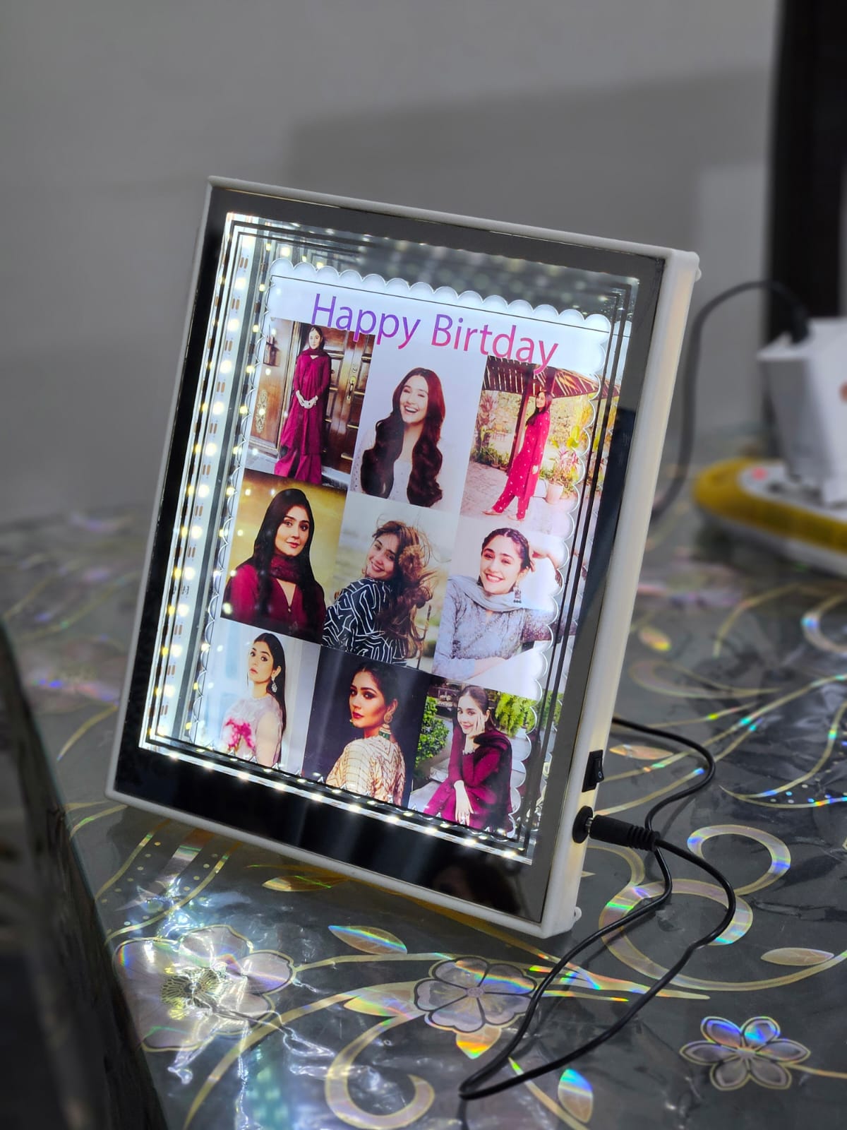 magic mirror photo frame with led light