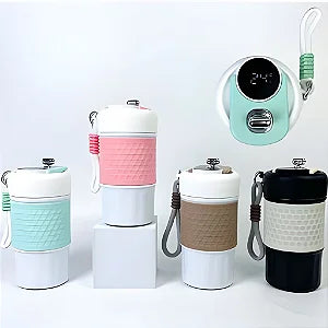 Stylish travel coffee mug 450 ml with Smart display  silicone grip